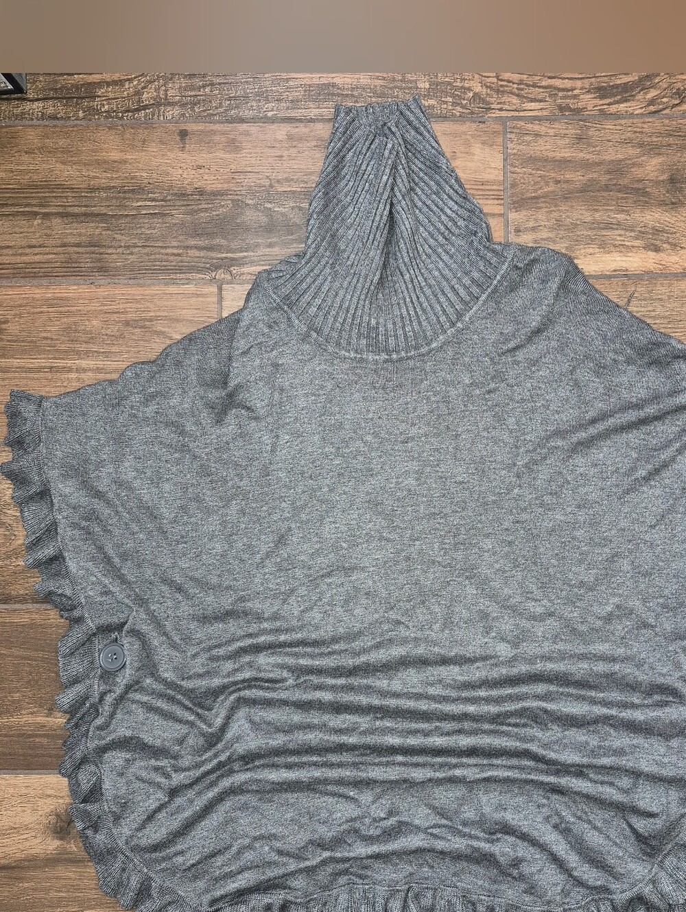Joseph Gray Ribbed Funnel Neck Poncho
